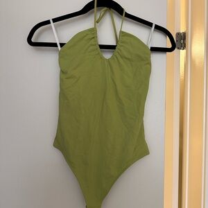 Babaton Green Halter Bodysuit